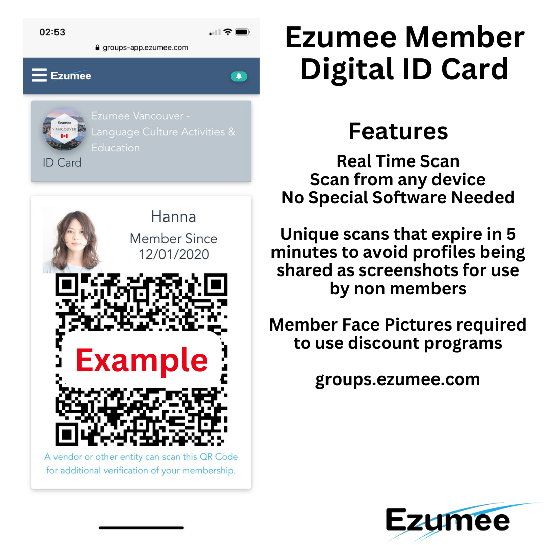 Ezumee Member Digital ID Sample